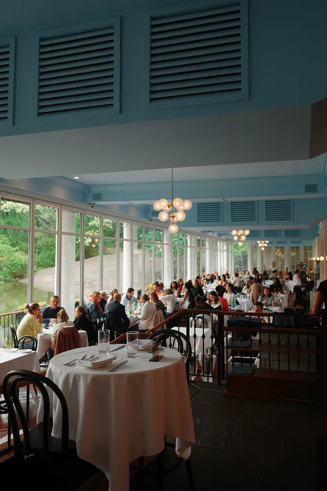 Central Park Boathouse — bright moods in the rain